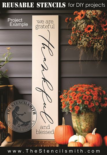 9594 We are Grateful Thankful stencil - The Stencilsmith