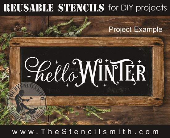 9614 hello winter stencil - The Stencilsmith