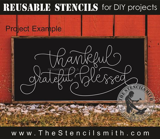 9631 thankful grateful blessed stencil - The Stencilsmith