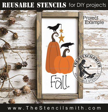 9640 Fall pumpkins and crows stencil - The Stencilsmith