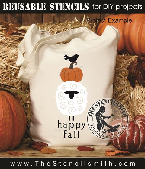9648 happy fall sheep stencil - The Stencilsmith
