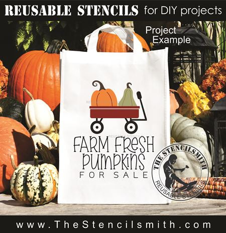 9652 Farm Fresh Pumpkins wagon stencil - The Stencilsmith