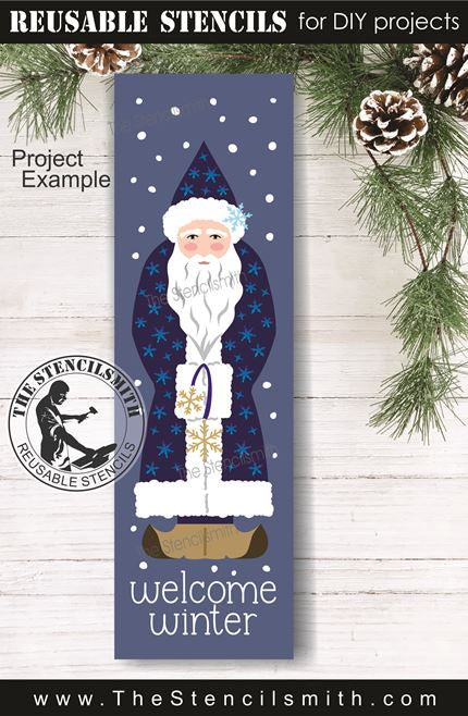 9654 Primitive Winter Belsnickel Stencil - The Stencilsmith