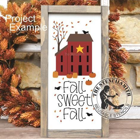 9676 Fall Sweet Fall Saltbox Stencil - The Stencilsmith