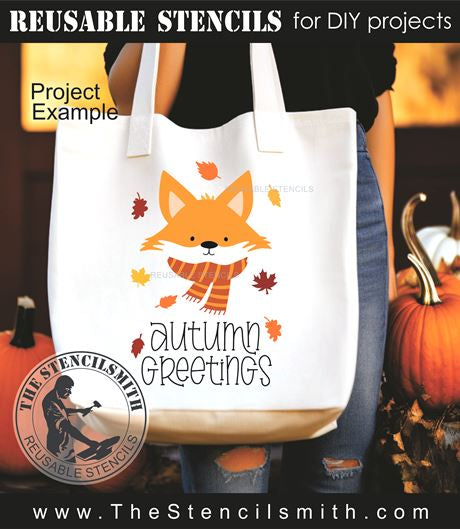 9682 Autumn Greetings Fox Stencil