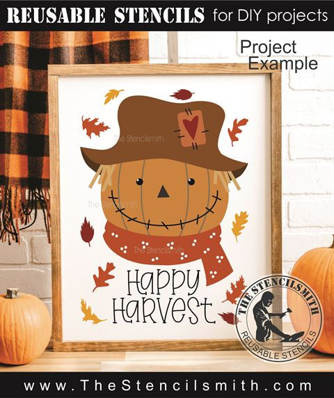 9684 Happy Harvest Pumpkin Scarecrow Stencil - The Stencilsmith