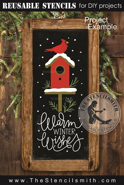 9759 Warm Winter Wishes birdhouse stencil - The Stencilsmith