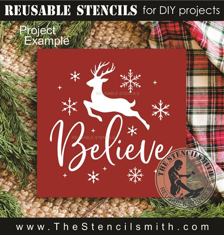 9780 Believe reindeer stencil - The Stencilsmith