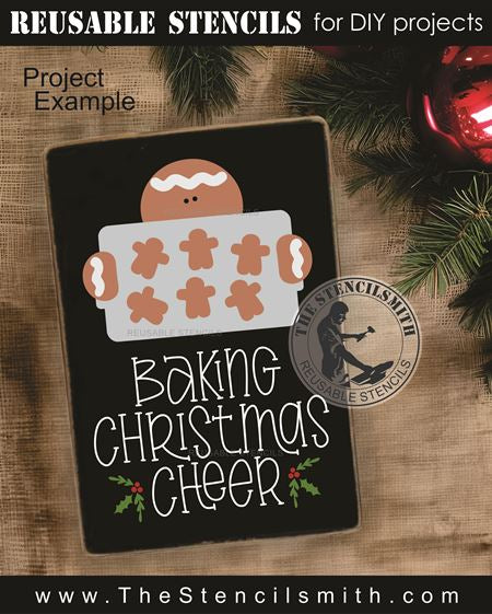 9786 Baking Christmas Cheer gingerbread stencil - The Stencilsmith
