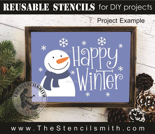 9801 Happy Winter snowman stencil - The Stencilsmith