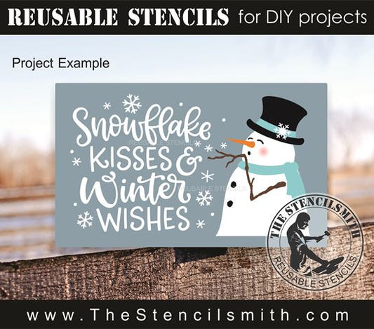 9815 snowflake kisses snowman stencil - The Stencilsmith