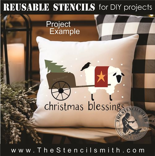9816 christmas blessings sheep stencil - The Stencilsmith