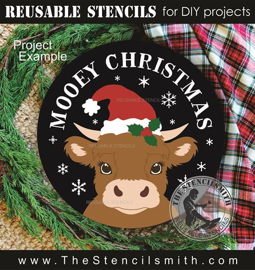9817 Mooey Christmas cow stencil - The Stencilsmith