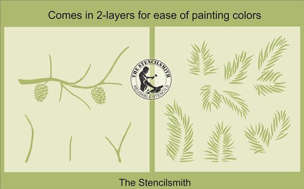 9827 Pine Branches stencil - The Stencilsmith