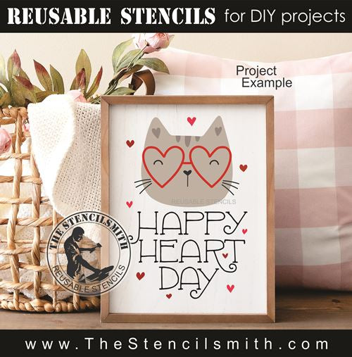 9839 happy heart day cat stencil - The Stencilsmith