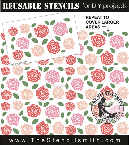 9845 Roses Pattern Stencil - The Stencilsmith