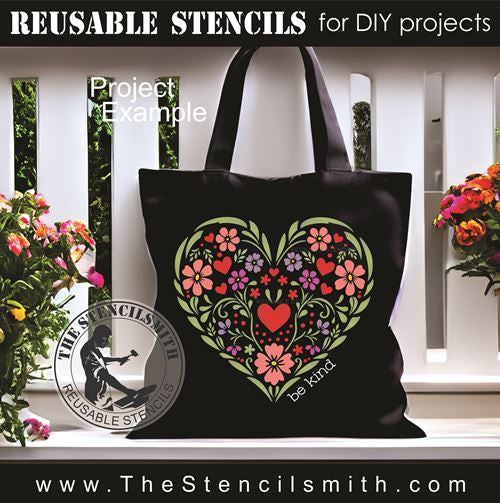 9860 Decorative Floral Heart Stencils - The Stencilsmith