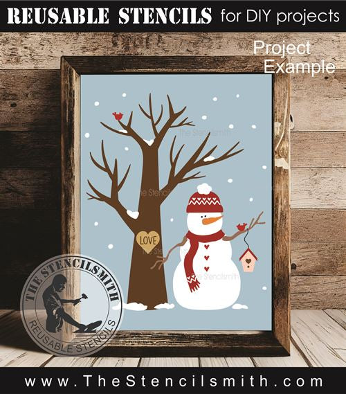 9865 Snowman Love Tree Stencil - The Stencilsmith