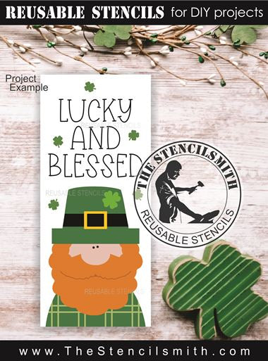 9872 Lucky And Blessed Leprechaun Stencil - The Stencilsmith