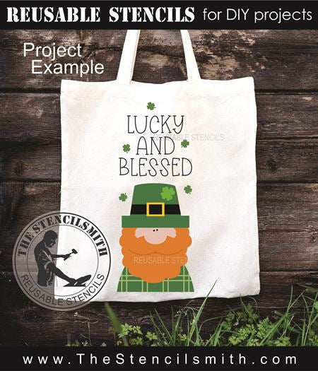 9872 Lucky And Blessed Leprechaun Stencil - The Stencilsmith