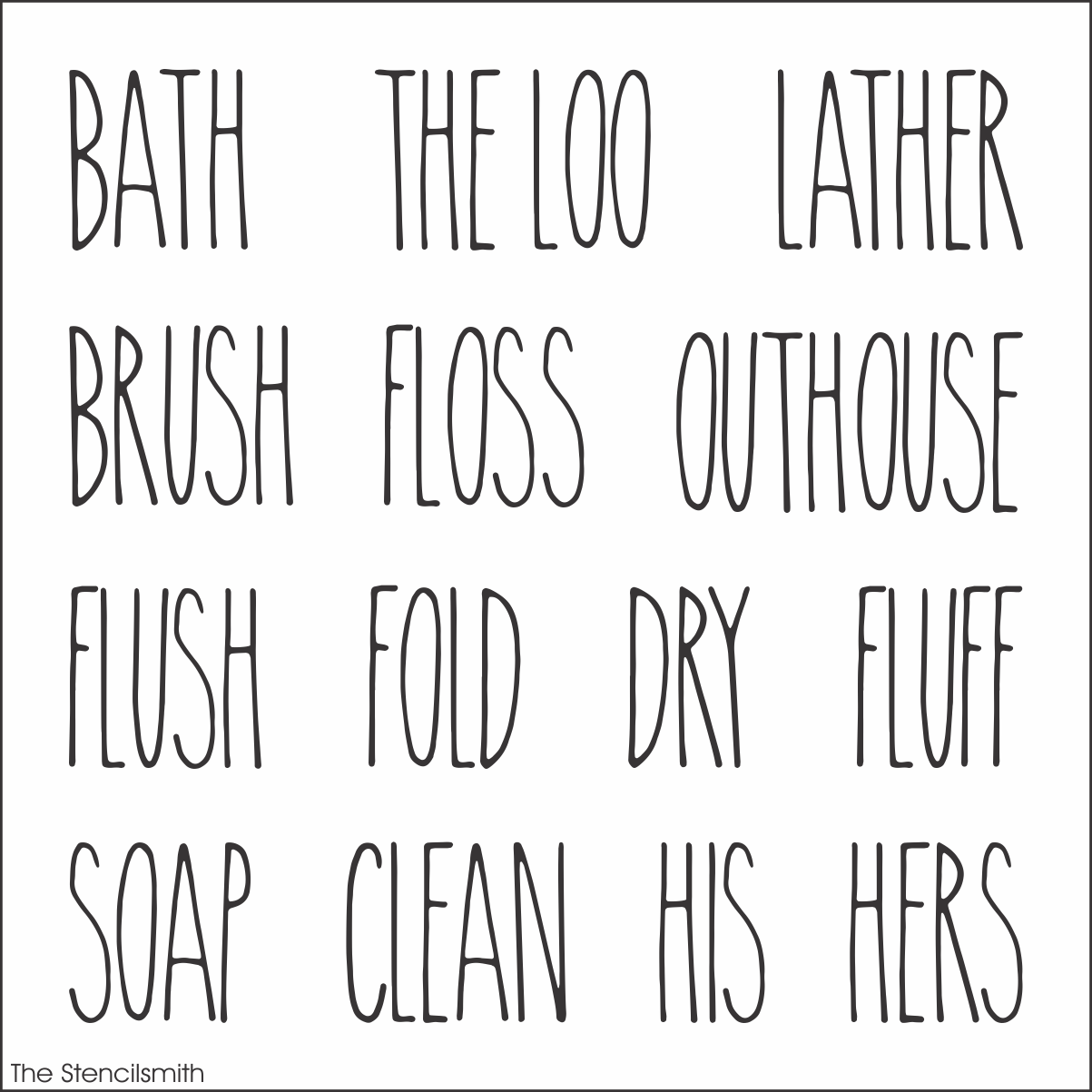 9875 Bath And Laundry Words Stencil - The Stencilsmith