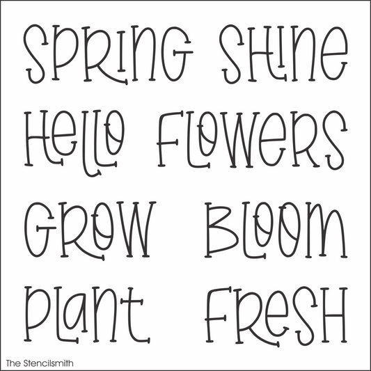 9899 Spring Words Stencil - The Stencilsmith