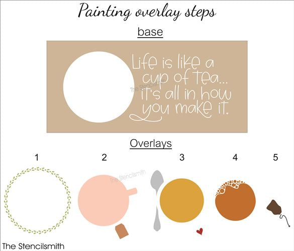 9905 Life Is Like A Cup Of Tea Stencil - The Stencilsmith