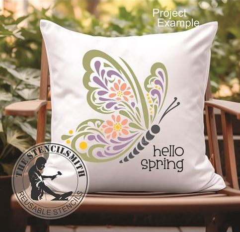 9907 Hello Spring Butterfly Stencil - The Stencilsmith