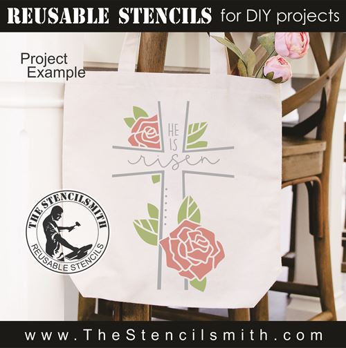 9911 He Is Risen Cross Stencil - The Stencilsmith