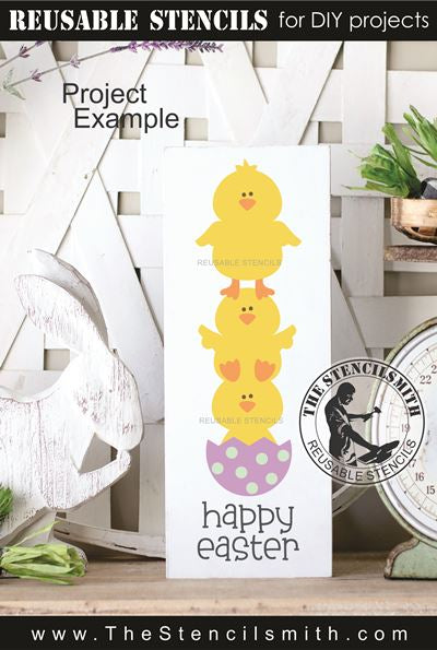 9912 Happy Easter Chick Stack Stencil - The Stencilsmith