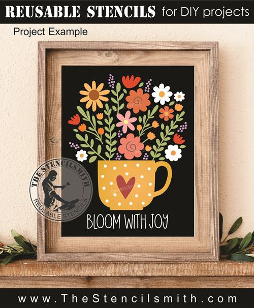 9922 Bloom With Joy Mug Stencil - The Stencilsmith