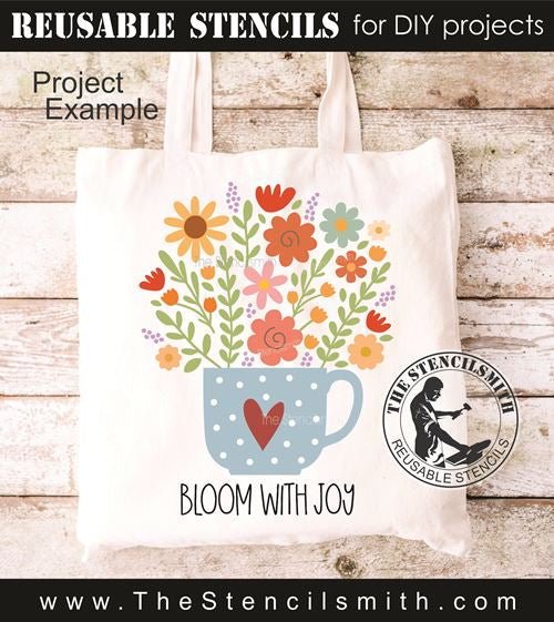 9922 Bloom With Joy Mug Stencil - The Stencilsmith