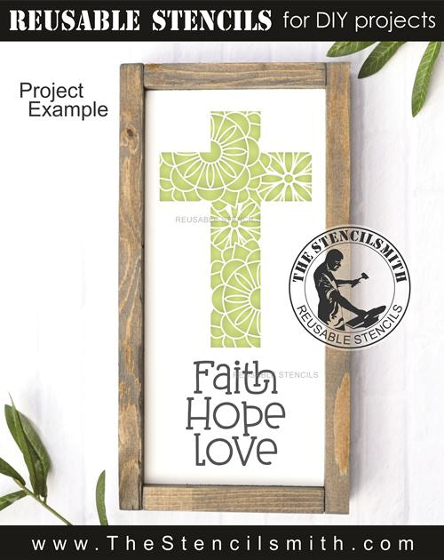 9940 Faith Hope Love Mandala Cross Stencil - The Stencilsmith