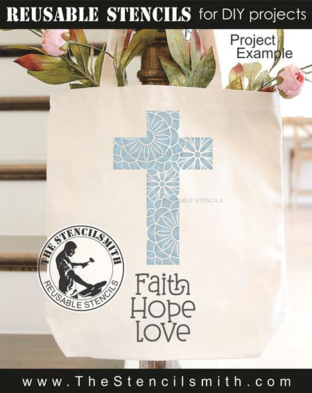 9940 Faith Hope Love Mandala Cross Stencil - The Stencilsmith