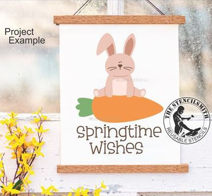 9960 Springtime Wishes Bunny Stencil - The Stencilsmith