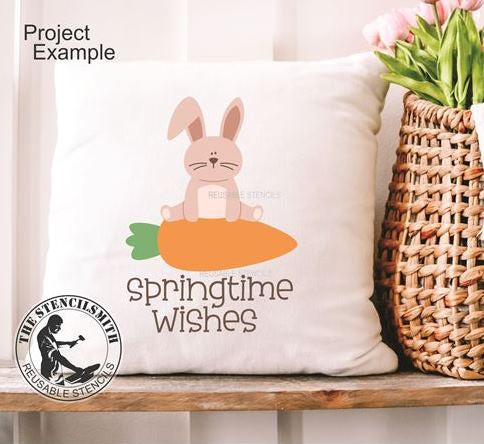 9960 Springtime Wishes Bunny Stencil - The Stencilsmith