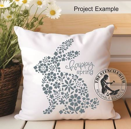 9963 Happy Spring Floral Bunny Stencil - The Stencilsmith