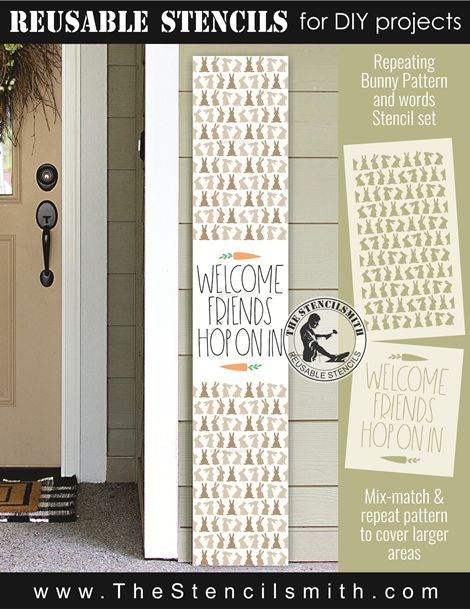 9964 Hop On In Bunny Pattern Stencil Set - The Stencilsmith