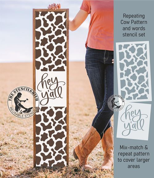 9970 Hey Y'all Cow Pattern Stencil Set - The Stencilsmith