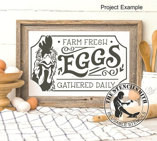 9972 Farm Fresh Eggs Stencil - The Stencilsmith