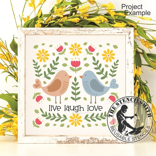 9982 Live Laugh Love Bird Stencil - The Stencilsmith