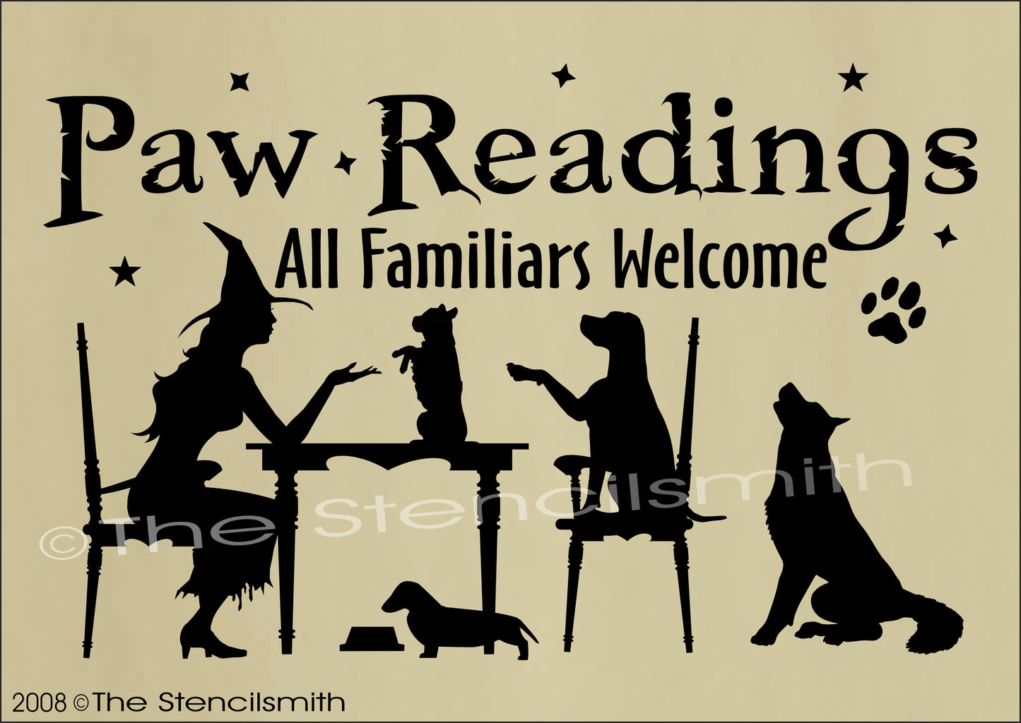 102 - Paw Readings - DOGS stencil - The Stencilsmith
