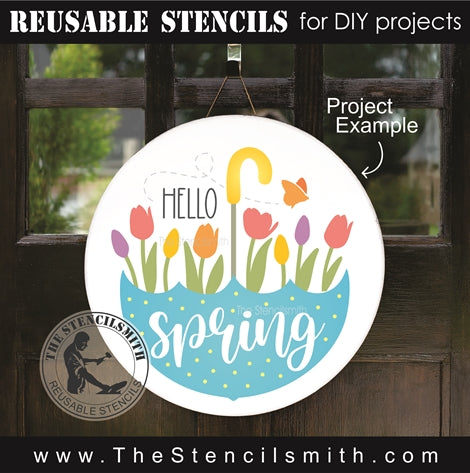9305 hello spring umbrella stencil - The Stencilsmith