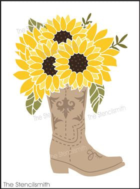 8976 Cowboy Boots with Flowers Stencil - The Stencilsmith