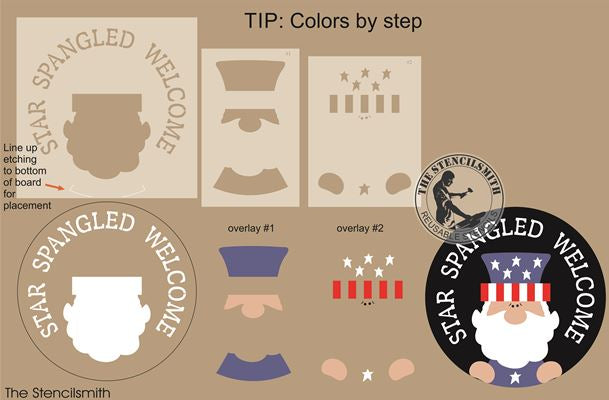 9476 Star Spangled Welcome Stencil - The Stencilsmith