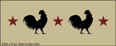 Rooster and Star Border - The Stencilsmith
