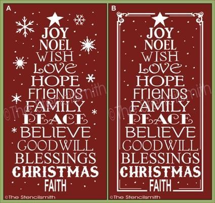 1861 - Christmas Word Tree (tall) - The Stencilsmith