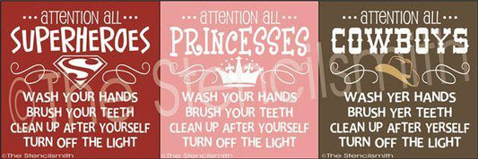 2128 - Attention all Superheroes Princesses Cowboys - The Stencilsmith