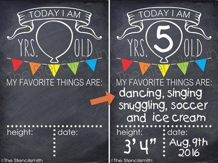 3572 - Today I am .... BIRTHDAY Chalkboard - The Stencilsmith