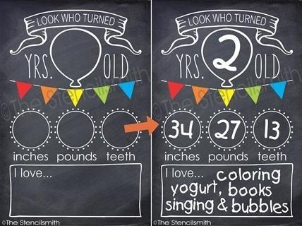 3573 - Look who turned....BIRTHDAY Chalkboard - The Stencilsmith